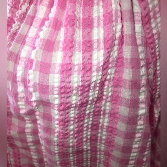 CROWN AND IVY SIZE 1 X PINK AND WHITE GINGHAM STYLE BUBBLE SHORT SLEEVE TEXTURED - Picture 2 of 6